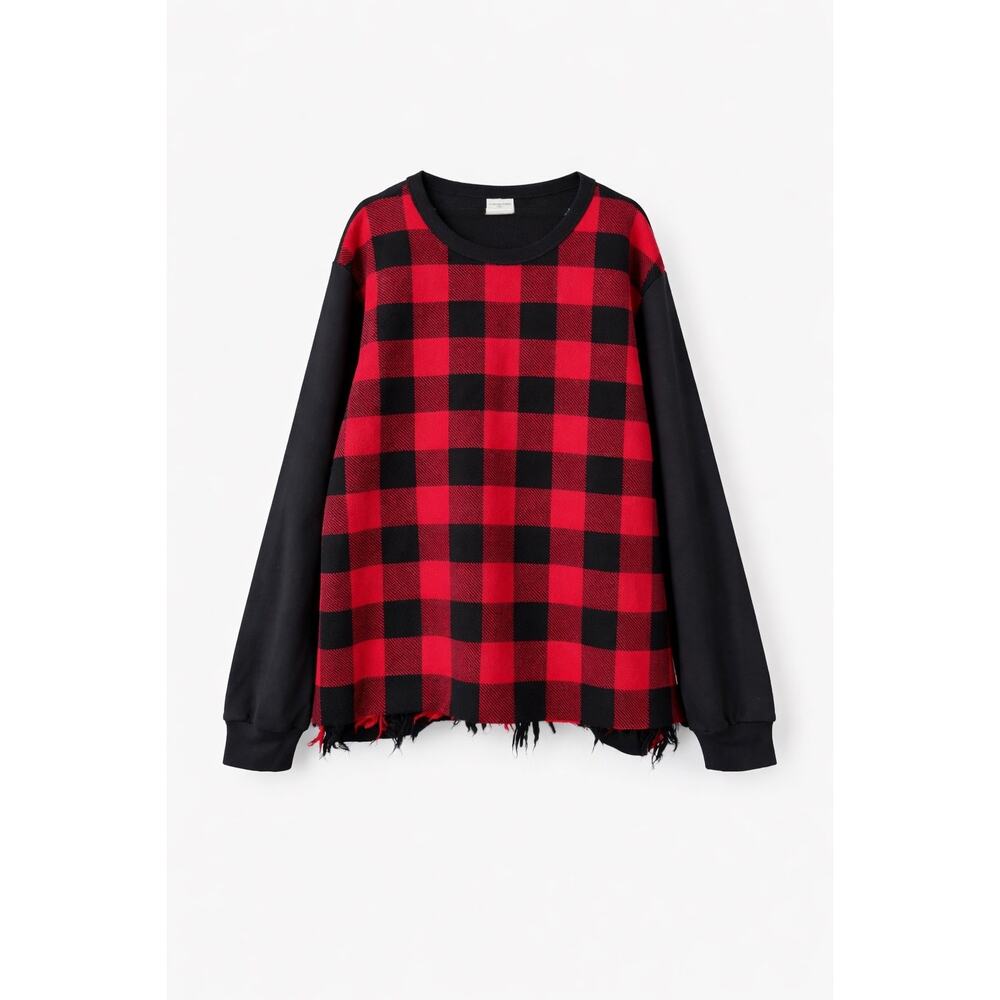 Dries Van Noten Plaid Wool Blend Sweatshirt Buffalo Check